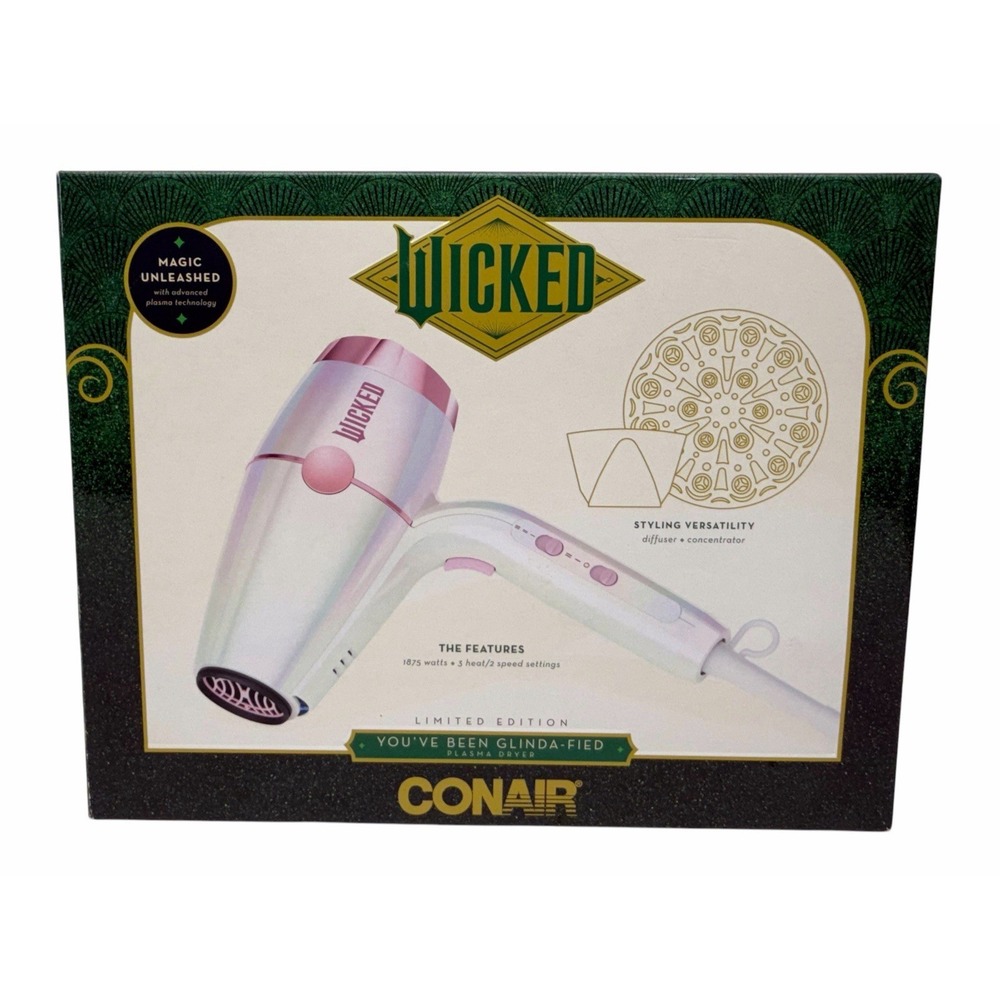 Conair Wicked Limited Edition Hair Dryer Pink & White Diffuser & Concentrator